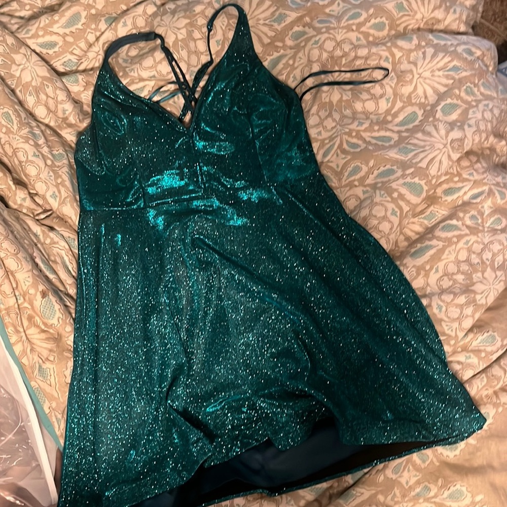Sparkle-green formal dress Size- 15, adult medium-large